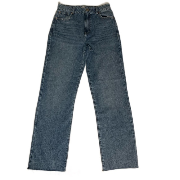 Garage Denim SZ 5 90’s Straight Leg High Waist Beta Blue Raw Hem Jeans | NWOT - Picture 2 of 12